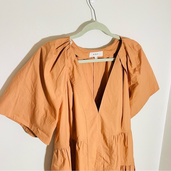 NEW A.L.C. Camila Dress Cafe Latte Tan Oversized Cotton Mini Beach Pool Neutral - Picture 4 of 8